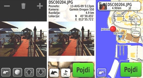 Gps Garmin Oregon 550 slika z onformacijami o lokaciji