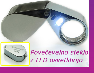 Geoloka lupa z LED luko