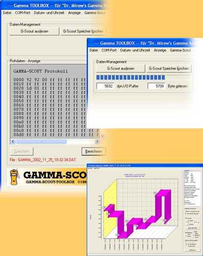 Programska oprema za prenos podatkov na PC GAMMA_SCOUT gaigerjev tevec