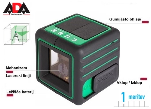 ADA CUBE 3D GREEN zelen linijski laserski njivelir črtni