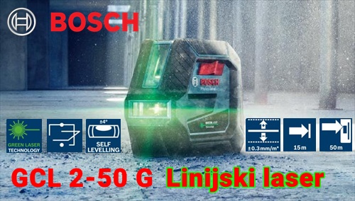 BOSCH GCL 2-50G Professional ZELEN linijski laser za notranje povrine