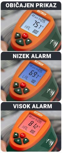 Brezkontaktni IR termometer EXTECH IR270 Zaslon ALARM