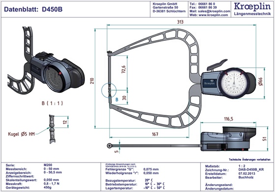 Kroeplin D450B merilna ura za merjenje debeline materiala - tehni�na rusba