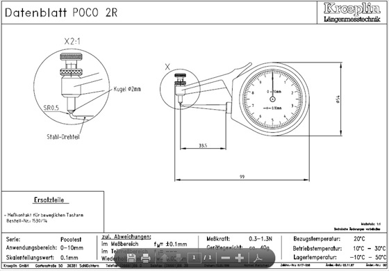 Kroeplin POCO 2R merilna ura za merjenje debeline cevi - tehnina rusba