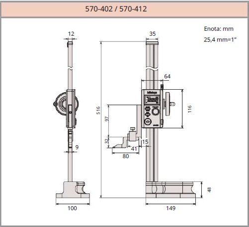 Merilnik višine MITUTOYO 570-402 ABSOLUTE Digimatic